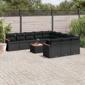 Set Gartensofas 12 Stück Kissen synthetisches Rattan schwarz von , Gartensets - Ref: Foro24-3258835, Preis: 768,99 €, Rabatt: %