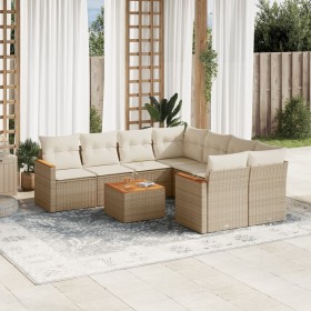 Set mit 9 Gartensofas mit beigen Kissen aus synthetischem Rattan von , Gartensets - Ref: Foro24-3258229, Preis: 758,22 €, Rab...