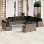 Set of garden sofas with 13 pieces of gray synthetic rattan cushions by , Garden sets - Ref: Foro24-3258889, Price: 806,43 €,...