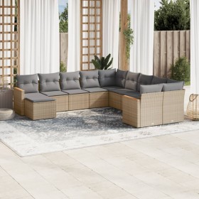 Set de sofás de jardín 11pzas con cojines ratán sintético beige de , Conjuntos de jardín - Ref: Foro24-3258972, Precio: 715,9...