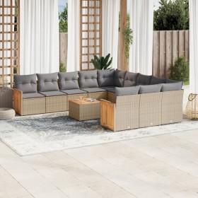 Set Gartensofas mit Kissen 13 Stück synthetisches Rattan beige von , Gartensets - Ref: Foro24-3258993, Preis: 954,40 €, Rabat...