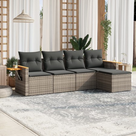 Garden sofa set with 5-piece synthetic rattan gray cushions by , Garden sets - Ref: Foro24-3259162, Price: 347,22 €, Discount: %