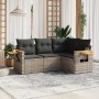 Garden sofa set 4 pieces with gray synthetic rattan cushions by , Garden sets - Ref: Foro24-3259176, Price: 312,36 €, Discoun...