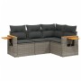 Garden sofa set 4 pieces with gray synthetic rattan cushions by , Garden sets - Ref: Foro24-3259176, Price: 312,36 €, Discoun...