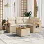 Garden sofa set with 5-piece synthetic rattan beige cushions by , Garden sets - Ref: Foro24-3259181, Price: 385,99 €, Discoun...