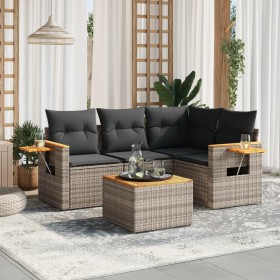 Garden sofa set with 5-piece synthetic rattan gray cushions by , Garden sets - Ref: Foro24-3259183, Price: 348,99 €, Discount: %