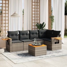 6-piece garden furniture set with gray synthetic rattan cushions by , Garden sets - Ref: Foro24-3259197, Price: 407,99 €, Dis...