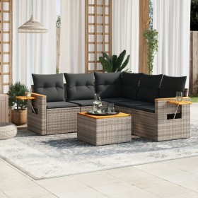 6-piece garden furniture set with gray synthetic rattan cushions by , Garden sets - Ref: Foro24-3259211, Price: 418,25 €, Dis...