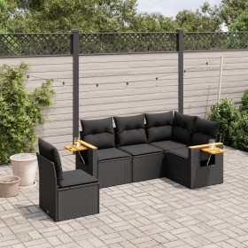 5-teiliges Gartenmöbel-Set und Kissen aus synthetischem Rattan schwarz von , Gartensets - Ref: Foro24-3259213, Preis: 375,57 ...