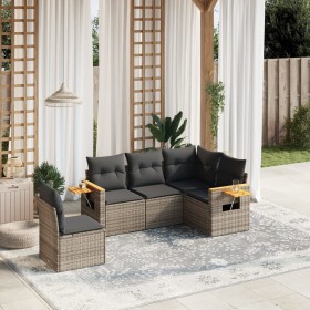 Garden sofa set with 5-piece synthetic rattan gray cushions by , Garden sets - Ref: Foro24-3259218, Price: 373,65 €, Discount: %