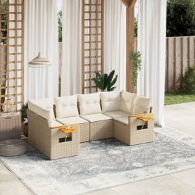 Garden sofa set with 6-piece synthetic rattan beige cushions by , Garden sets - Ref: Foro24-3259503, Price: 537,43 €, Discoun...