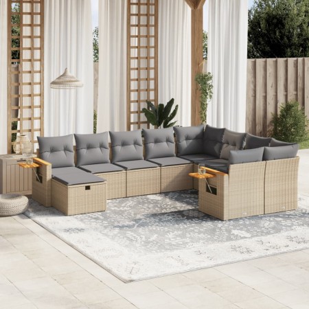 Set Gartensofas mit beigen Kissen 10 Stück synthetisches Rattan von , Gartensets - Ref: Foro24-3259560, Preis: 713,99 €, Raba...