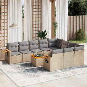 Set von 11-teiligen Gartensofas mit beigen Kissen aus synthetischem Rattan von , Gartensets - Ref: Foro24-3259588, Preis: 739...