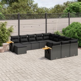 Garden sofa set 11 pieces and black synthetic rattan cushions by , Garden sets - Ref: Foro24-3259605, Price: 713,10 €, Discou...