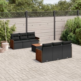 7-teiliges Garten-Esszimmerset und Kissen synthetisches Rattan schwarz von , Gartensets - Ref: Foro24-3259871, Preis: 483,90 ...