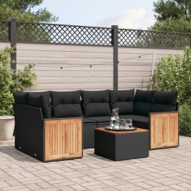 7-teiliges Garten-Esszimmerset und Kissen synthetisches Rattan schwarz von , Gartensets - Ref: Foro24-3259878, Preis: 475,09 ...