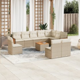 Set de sofás de jardín 11pzas con cojines ratán sintético beige de , Conjuntos de jardín - Ref: Foro24-3260161, Precio: 804,1...