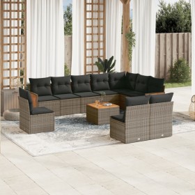 Set mit 11 Gartensofas und Kissen synthetisches Rattangrau von , Gartensets - Ref: Foro24-3260163, Preis: 685,56 €, Rabatt: %