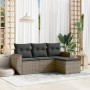 Garden sofa set 4 pieces with gray synthetic rattan cushions by , Garden sets - Ref: Foro24-3253607, Price: 299,34 €, Discoun...