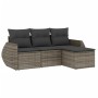 Garden sofa set 4 pieces with gray synthetic rattan cushions by , Garden sets - Ref: Foro24-3253607, Price: 299,34 €, Discoun...