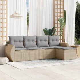 Garden sofa set with 5-piece synthetic rattan beige cushions by , Garden sets - Ref: Foro24-3253626, Price: 358,23 €, Discoun...