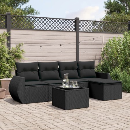 Set aus 6-teiligen Gartensofas und Kissen Kunstrattan schwarz von , Gartensets - Ref: Foro24-3253632, Preis: 416,08 €, Rabatt: %