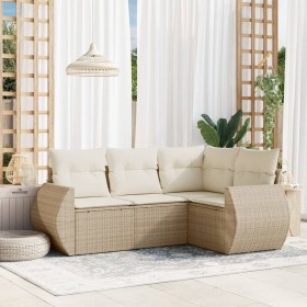 Garden sofa set with 4-piece synthetic rattan beige cushions by , Garden sets - Ref: Foro24-3253645, Price: 347,99 €, Discoun...