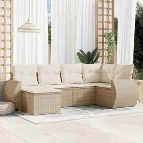 Garden sofa set with 6-piece synthetic rattan beige cushions by , Garden sets - Ref: Foro24-3253995, Price: 539,99 €, Discoun...