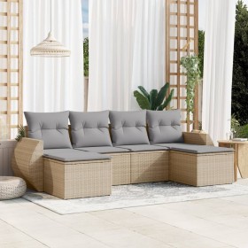 Garden sofa set with 6-piece synthetic rattan beige cushions by , Garden sets - Ref: Foro24-3254056, Price: 415,16 €, Discoun...