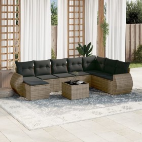 Garden furniture set 9 pieces and gray synthetic rattan cushions by , Garden sets - Ref: Foro24-3254107, Price: 591,11 €, Dis...