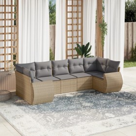 Set of 7-piece garden sofas and beige synthetic rattan cushions by , Garden sets - Ref: Foro24-3254126, Price: 520,43 €, Disc...