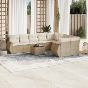 Garden sofa set with beige cushions, 10 pieces, made of synthetic rattan. by , Garden sets - Ref: Foro24-3254185, Price: 840,...