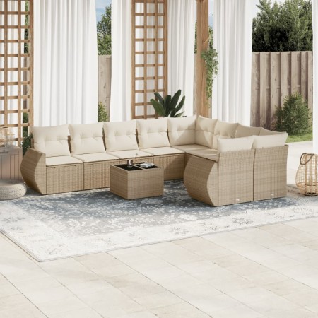 Garden sofa set with beige cushions, 10 pieces, made of synthetic rattan. by , Garden sets - Ref: Foro24-3254185, Price: 845,...