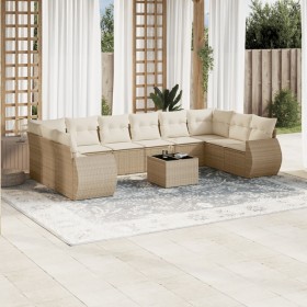 Set de sofás de jardín 11pzas con cojines ratán sintético beige de , Conjuntos de jardín - Ref: Foro24-3254215, Precio: 791,0...