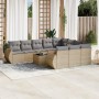 Set von 11-teiligen Gartensofas mit beigen Kissen aus synthetischem Rattan von , Gartensets - Ref: Foro24-3254236, Preis: 750...