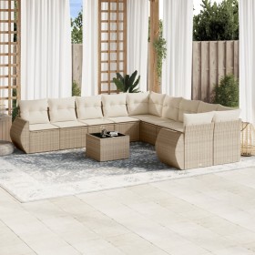 Set de sofás de jardín 11pzas con cojines ratán sintético beige de , Conjuntos de jardín - Ref: Foro24-3254255, Precio: 793,7...