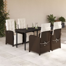 Set comedor de jardín 5 piezas y cojines ratán sintético marrón de , Conjuntos de jardín - Ref: Foro24-3212551, Precio: 666,9...