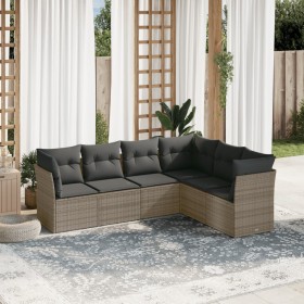 6-piece garden furniture set with gray synthetic rattan cushions by , Garden sets - Ref: Foro24-3217680, Price: 387,36 €, Dis...