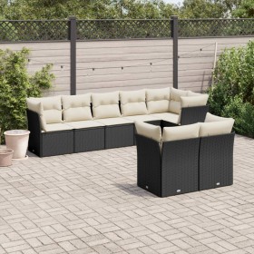 Set aus 8-teiligen Gartensofas und Kissen Kunstrattan schwarz von , Gartensets - Ref: Foro24-3217906, Preis: 558,58 €, Rabatt: %