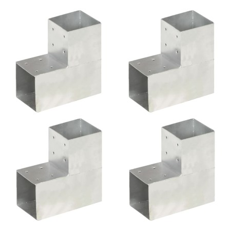 L post connectors 4 pcs galvanized metal 101x101 mm by vidaXL, fence posts - Ref: Foro24-145478, Price: 56,80 €, Discount: %