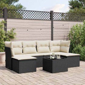 7-teiliges Garten-Esszimmerset und Kissen synthetisches Rattan schwarz von , Gartensets - Ref: Foro24-3218016, Preis: 412,31 ...