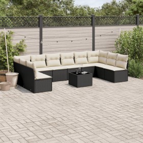 Garden sofa set 11 pieces and black synthetic rattan cushions by , Garden sets - Ref: Foro24-3218096, Price: 620,68 €, Discou...