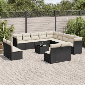 Garden furniture set, 14 pieces with black synthetic rattan cushions. by , Garden sets - Ref: Foro24-3218496, Price: 900,86 €...