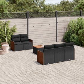 Set aus 6-teiligen Gartensofas und Kissen Kunstrattan schwarz von , Gartensets - Ref: Foro24-3227462, Preis: 391,37 €, Rabatt: %