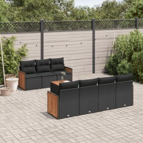 Set aus 8-teiligen Gartensofas und Kissen Kunstrattan schwarz von , Gartensets - Ref: Foro24-3227483, Preis: 512,86 €, Rabatt: %