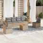 Set aus 7-teiligen Gartensofas und Kissen, synthetisches Rattan, beige von , Gartensets - Ref: Foro24-3227550, Preis: 494,67 ...