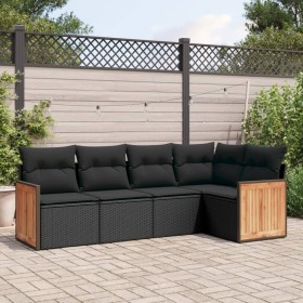 5-teiliges Gartenmöbel-Set und Kissen aus synthetischem Rattan schwarz von , Gartensets - Ref: Foro24-3227623, Preis: 326,06 ...