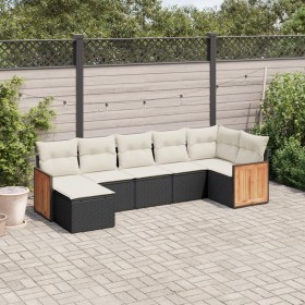 7-teiliges Garten-Esszimmerset und Kissen synthetisches Rattan schwarz von , Gartensets - Ref: Foro24-3227869, Preis: 461,99 ...