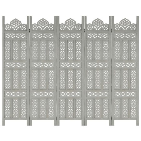 Screen 5 panels hand carved gray mango wood 200x165 cm by vidaXL, Room dividers - Ref: Foro24-285323, Price: 266,85 €, Discou...