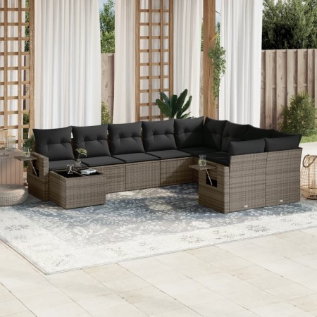 Garden sofa set 10 pieces with gray synthetic rattan cushions by , Garden sets - Ref: Foro24-3220659, Price: 667,12 €, Discou...